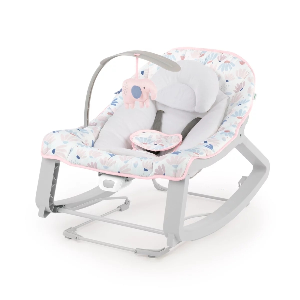 Infant Rocker with Toy Bar - Pink and Gray